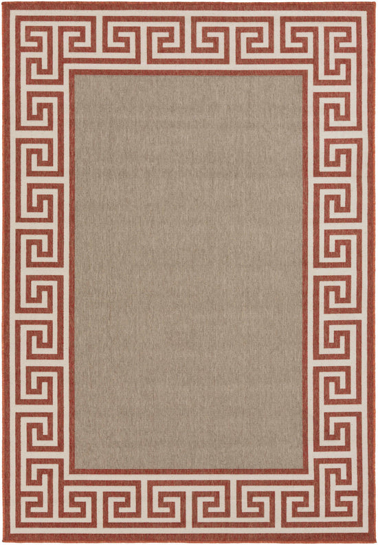 Houtz Red Border Greek Outdoor Rug - Clearance