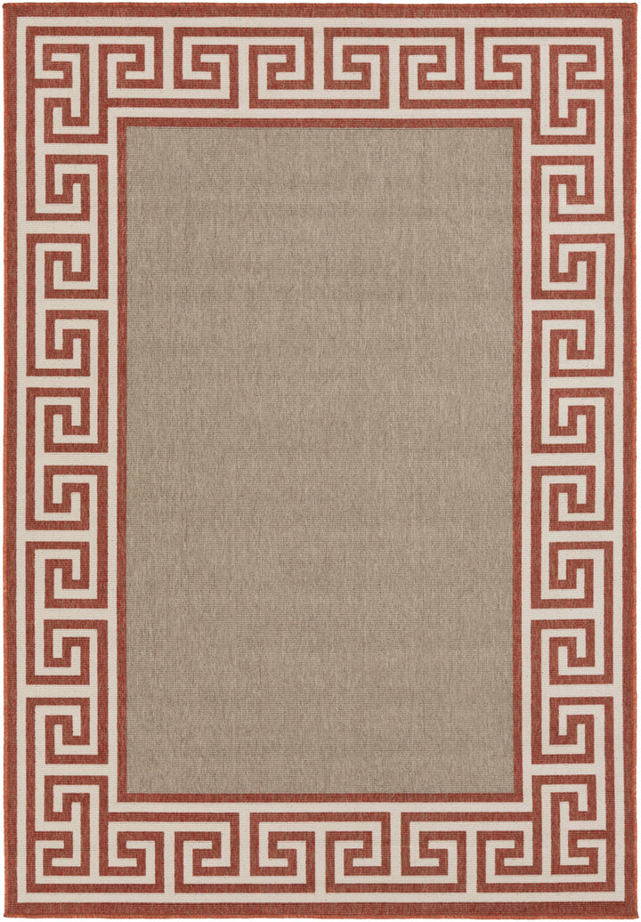 Houtz Red Border Greek Outdoor Rug - Clearance