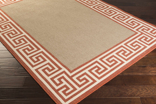 Houtz Red Border Greek Outdoor Rug - Clearance