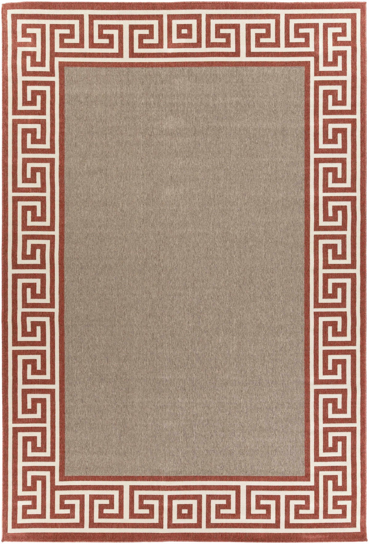 Houtz Red Border Greek Outdoor Rug - Clearance