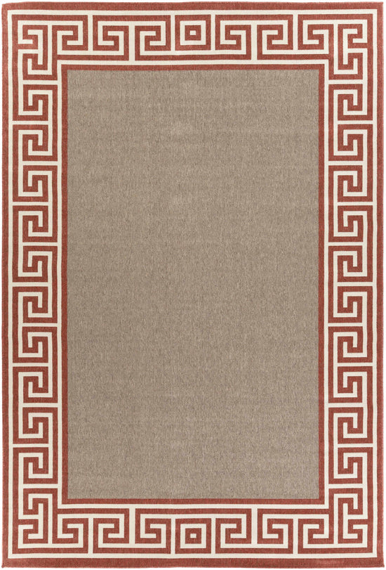 Houtz Red Border Greek Outdoor Rug - Clearance