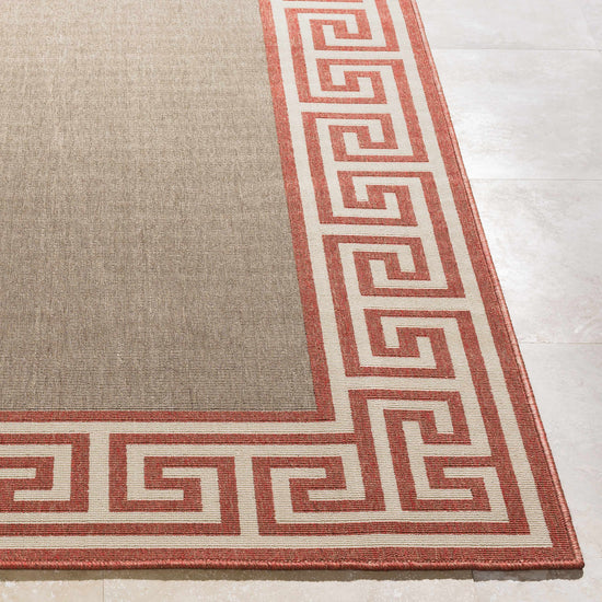 Houtz Red Border Greek Outdoor Rug - Clearance