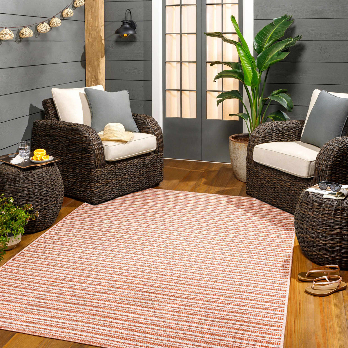 Greg Orange Outdoor Area Rug - Clearance