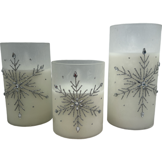 B/O Lighted Glass Holiday Luminaries with LED Set of 3 Candles
