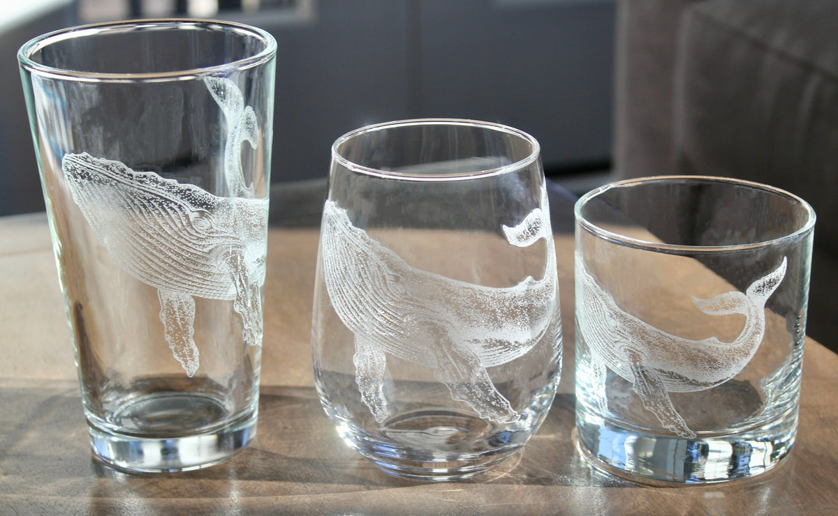 Humpback Whale Laser Engraved Glasses - Ocean Creature Gift