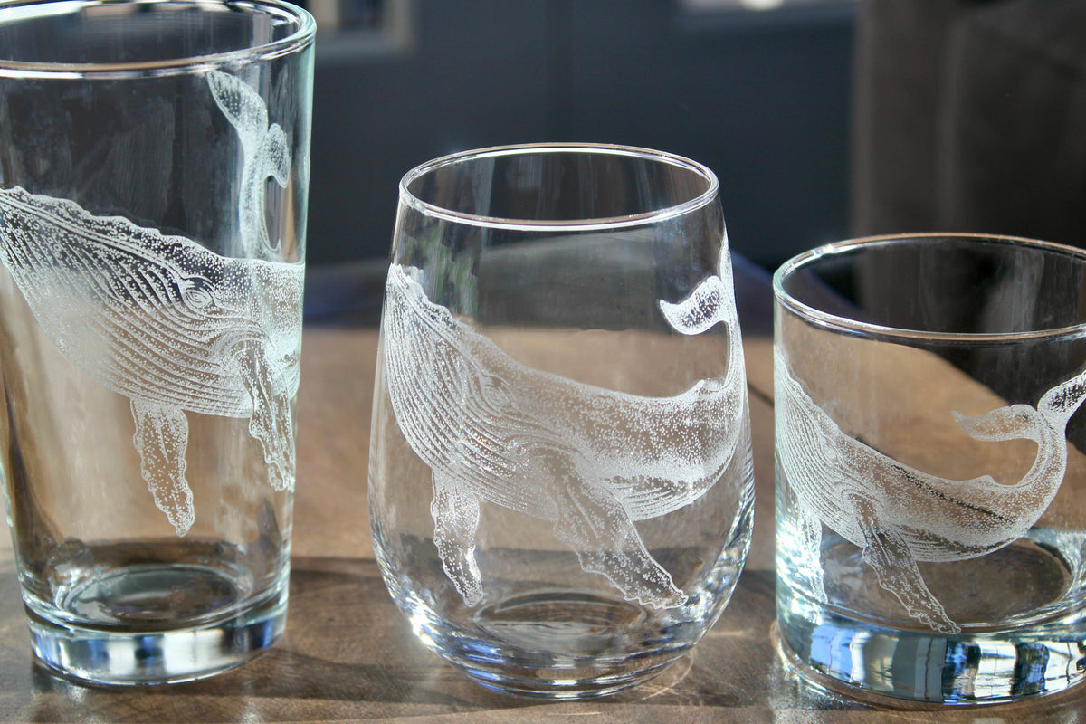 Humpback Whale Laser Engraved Glasses - Ocean Creature Gift