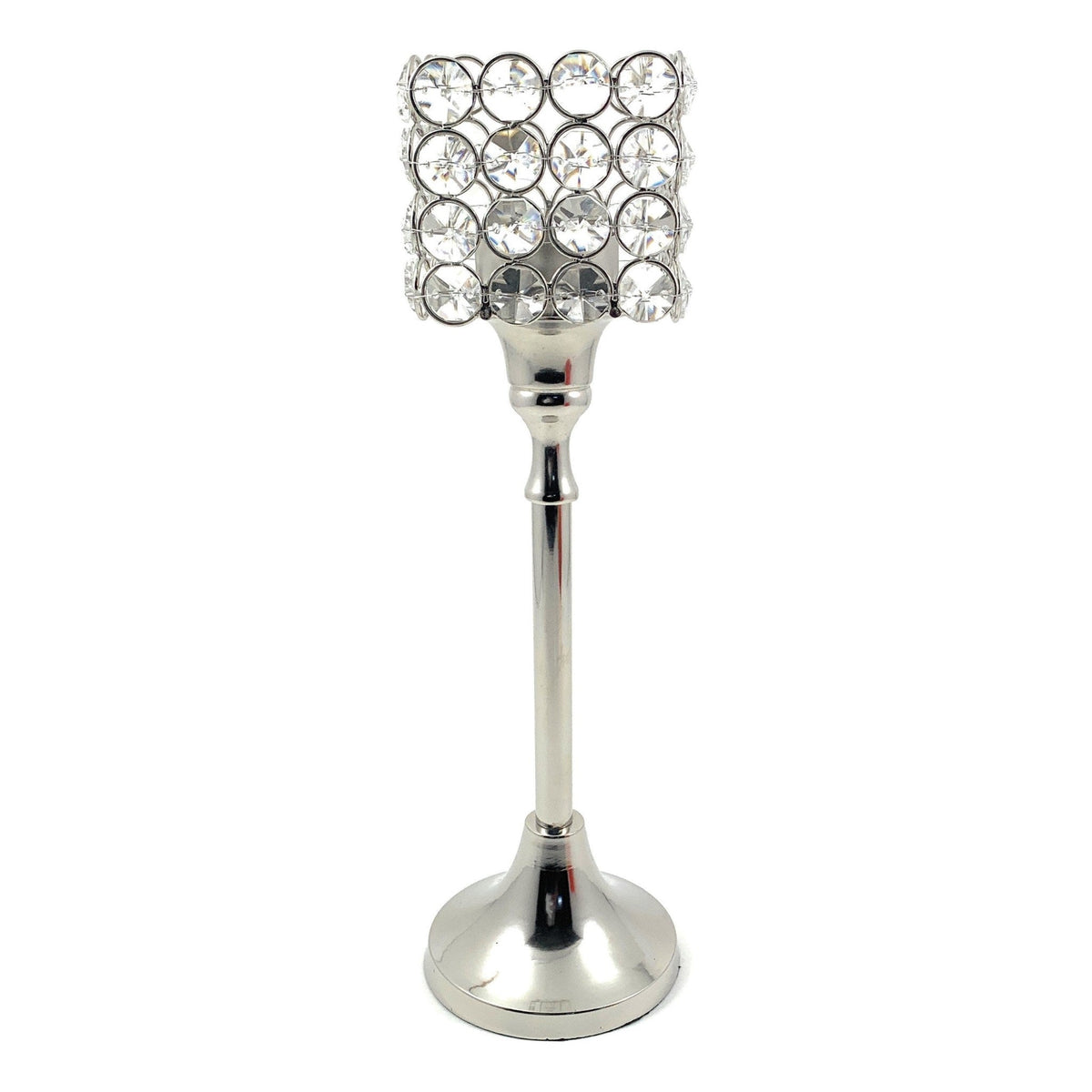 Vibhsa Hurricane Crystal Candle Holder | Square, 10", Tealight Centerpiece