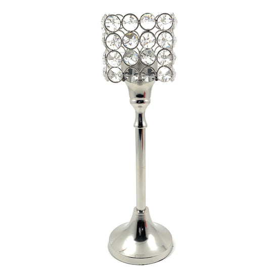 Vibhsa Hurricane Crystal Candle Holder | Square, 10", Tealight Centerpiece