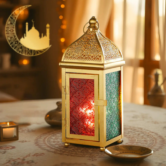 12'' Gold Moroccan Candle Lantern