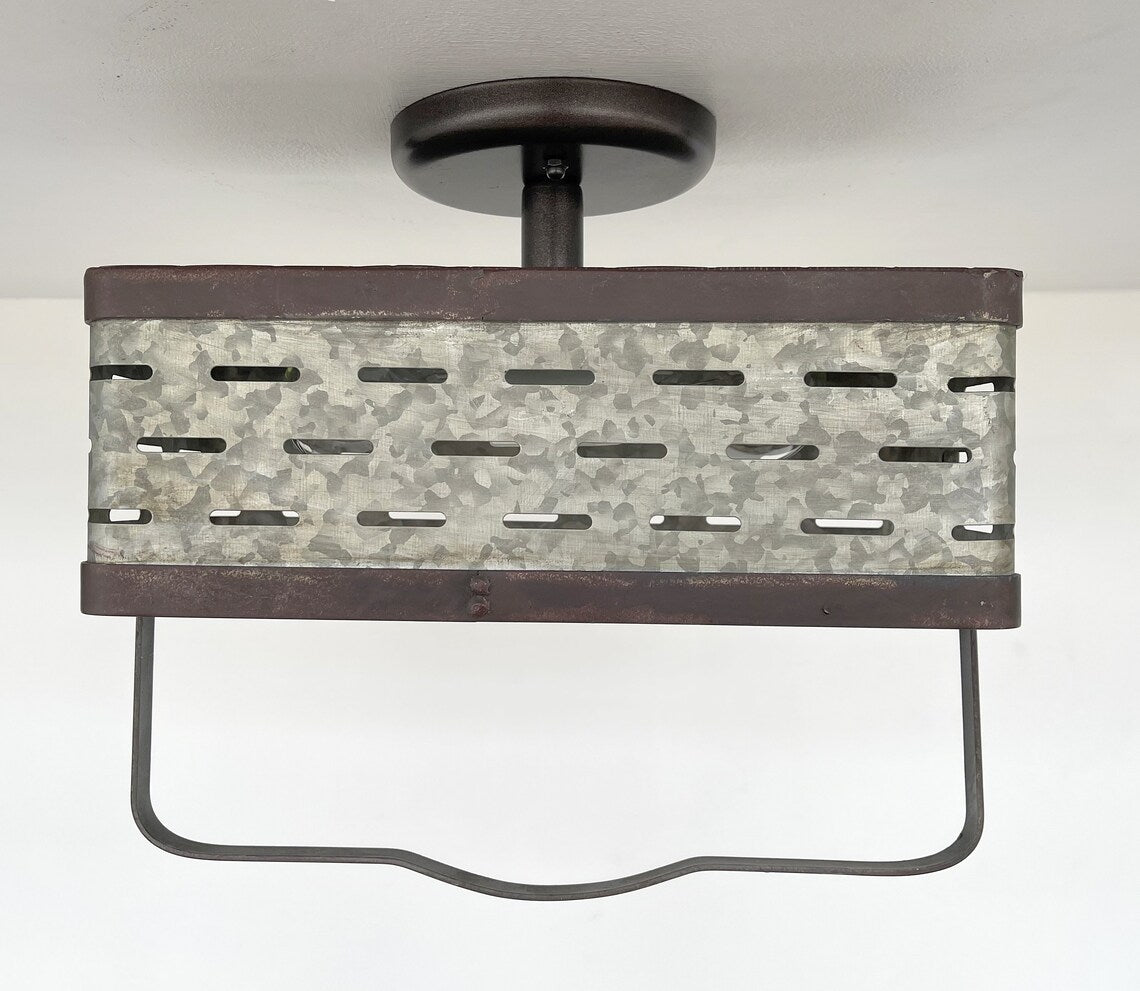 REDIRECT!!!!   Rectangular Rustic Galvanized Ceiling Light Fixture