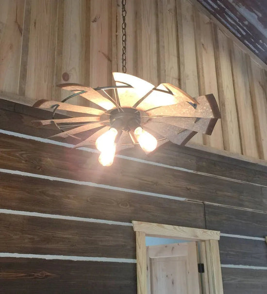 Farmhouse Windmill STATIONARY Chandelier Lighting Fixture 30"