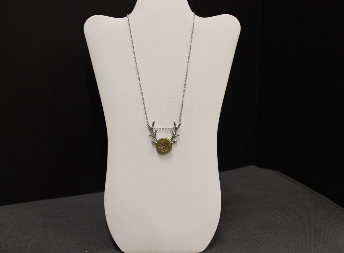 Deer Antlers Shotgun Shell Necklace, Country Western Shotgun Shell Jewelry Gift For Her, Hunting Jewelry, Deer Horns Jewelry Girlfriend Gift