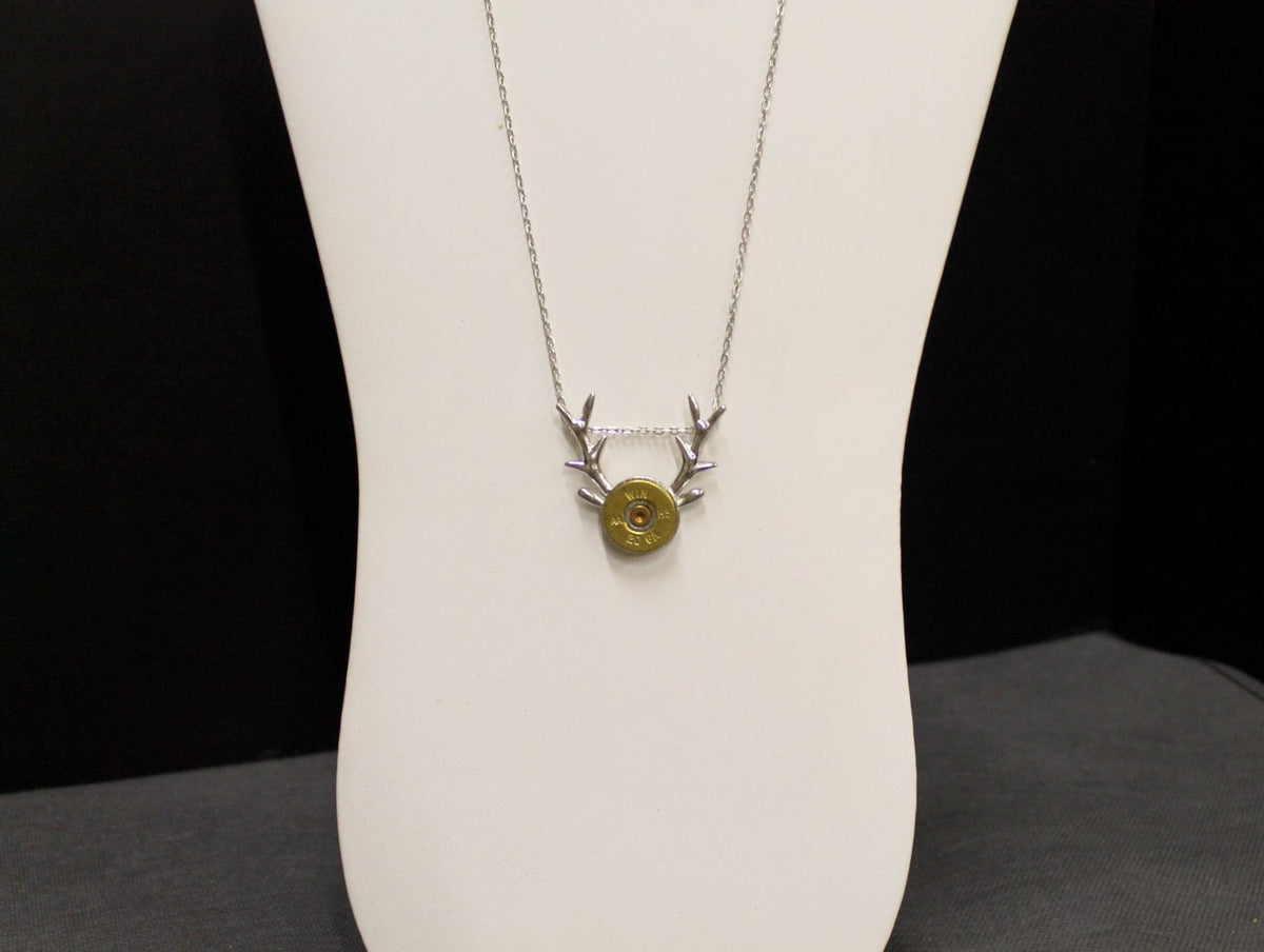 Deer Antlers Shotgun Shell Necklace, Country Western Shotgun Shell Jewelry Gift For Her, Hunting Jewelry, Deer Horns Jewelry Girlfriend Gift