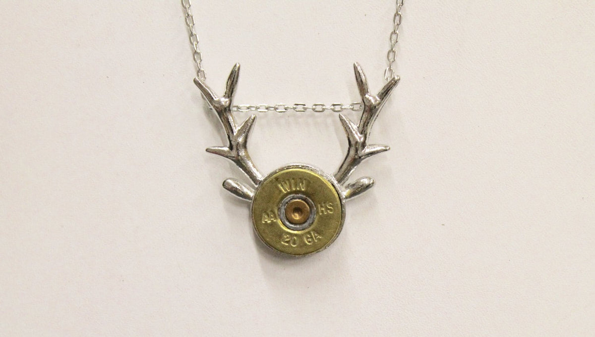 Deer Antlers Shotgun Shell Necklace, Country Western Shotgun Shell Jewelry Gift For Her, Hunting Jewelry, Deer Horns Jewelry Girlfriend Gift