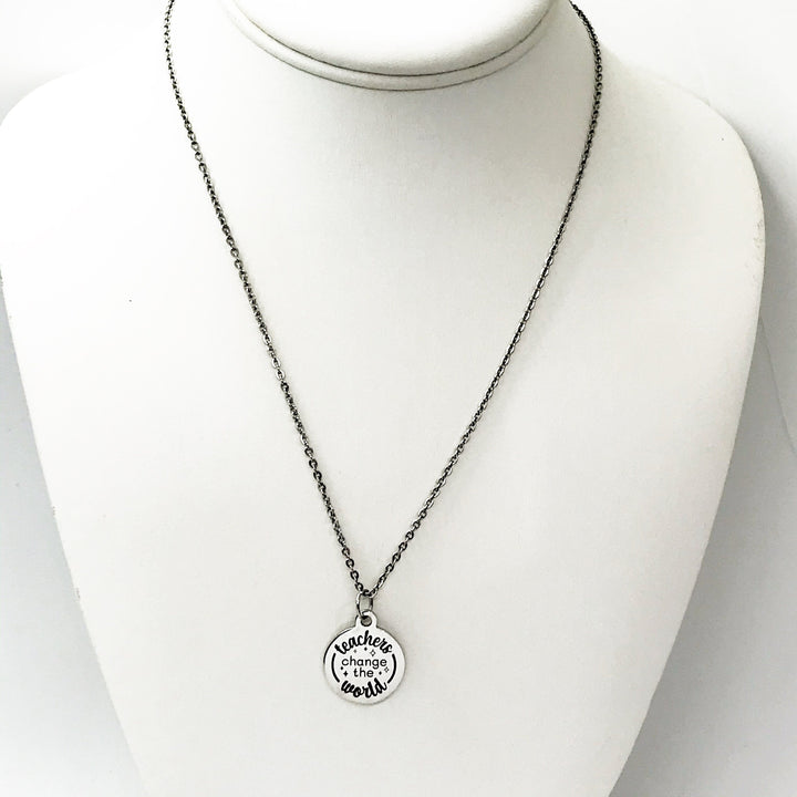 Teacher Gift, Teachers Change The World Necklace, Teacher Christmas Gift, New Teacher, Gift For Teacher, Gift For Her, Teacher Necklace