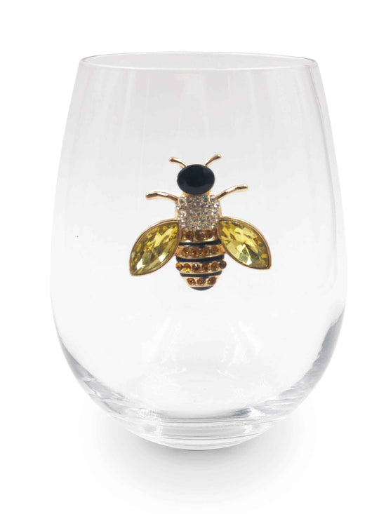 Jeweled Bee Stemless Wine Glasses