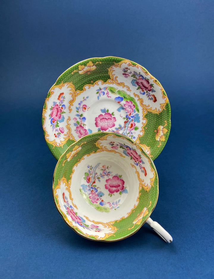 Vintage Grafton Fine Bone China Tea Cup & Saucer, Asian Inspired Decor