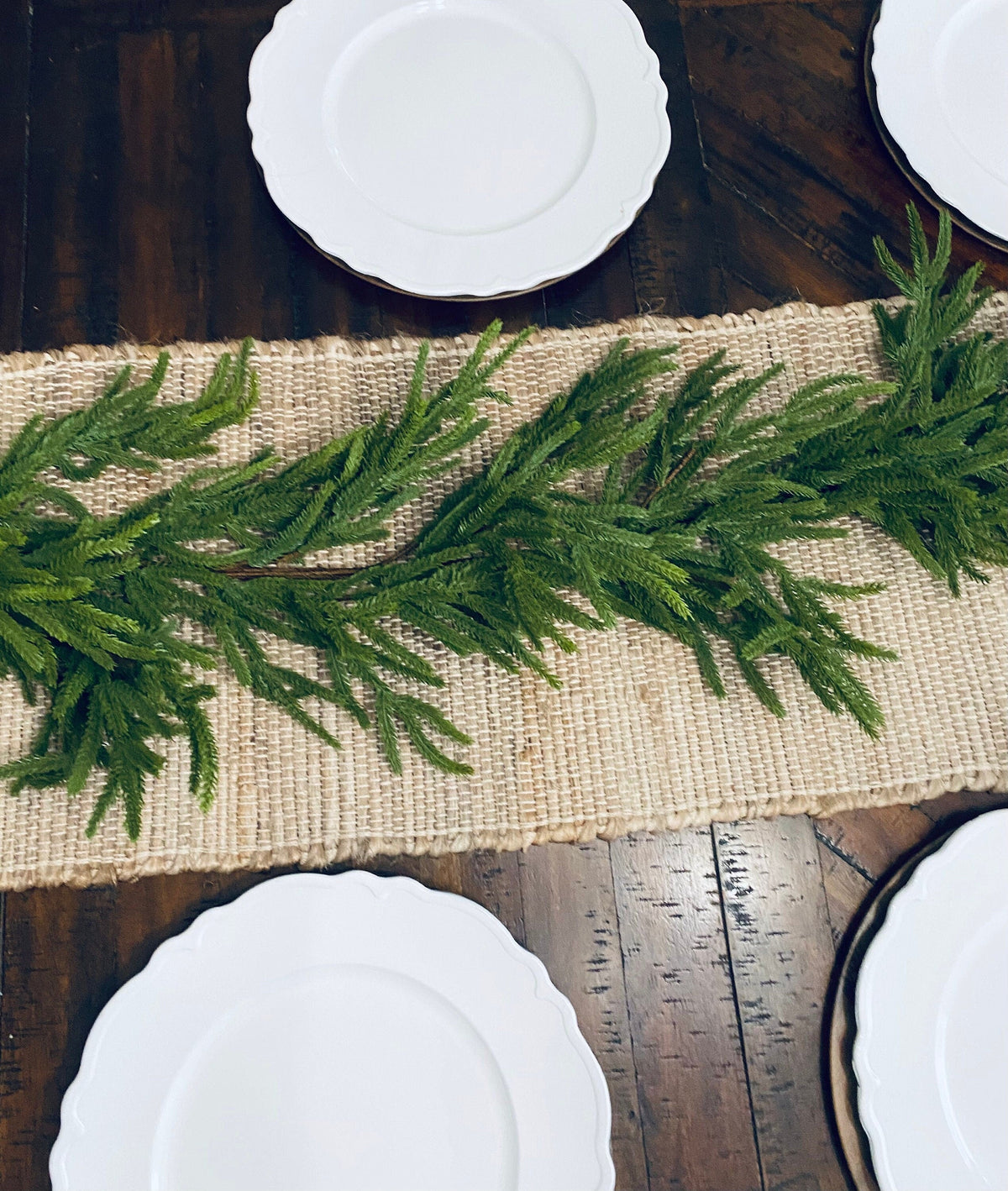 Artificial 6' Norfolk Pine Garland, evergreen home accent for fireplace, railing or entryway