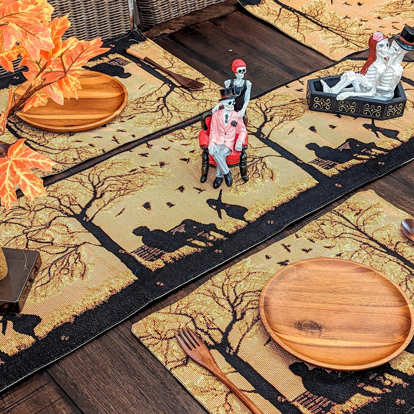 DaDalogy Bedding Set of 4 Pieces Autumn Birds Blessing Tapestry Dining Placemats 13” x 19” (Thanksgiving)