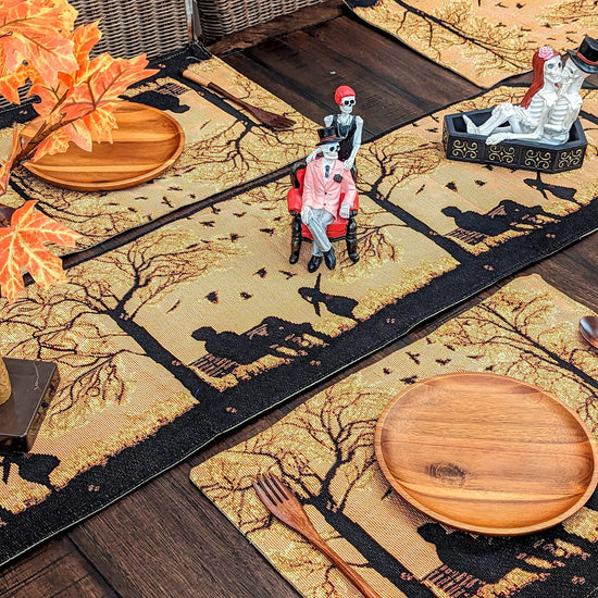 DaDalogy Bedding Set of 4 Pieces Autumn Birds Blessing Tapestry Dining Placemats 13” x 19” (Thanksgiving)
