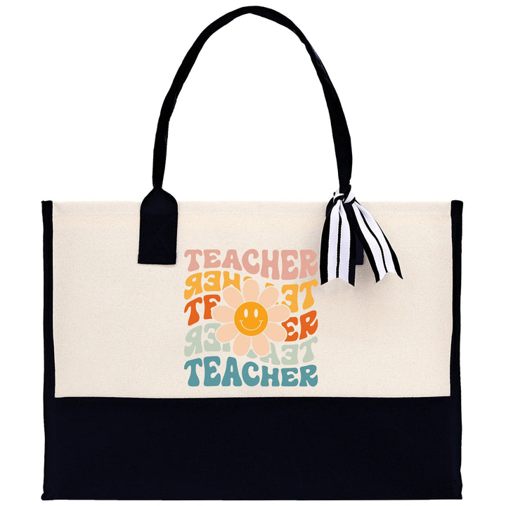 Teacher Floral Tote Bag Teacher Wildflower Graphic Tote Teacher Life Tote Bag Teacher Flower Bag Gift for Teacher Wildflower Book Bag