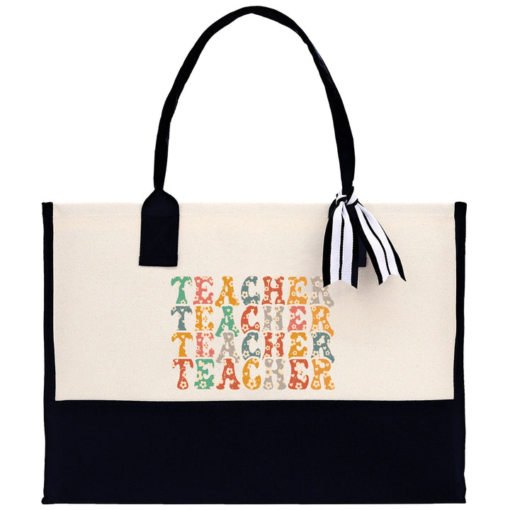 Teacher Floral Tote Bag Teacher Wildflower Graphic Tote Teacher Life Tote Bag Teacher Flower Bag Gift for Teacher Wildflower Book Bag