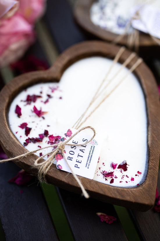 Heart-Shaped Dough Bowl Candle | Petal Rose Soy Wax | Love & Wedding Gift