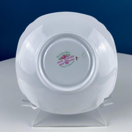 Square Tea or Coffee Cup with Bold Pink Roses and Floral Handle. Royal Stafford Berkeley Rose. Gift for a Romantic in Your Life.