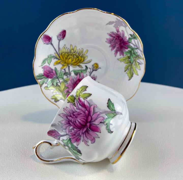 Vintage Royal Albert Teacup or Coffee Cup and Saucer. Flowers of the Month Series. Chrysanthemum. Dining Room Table Decor. Tea Connoisseur.