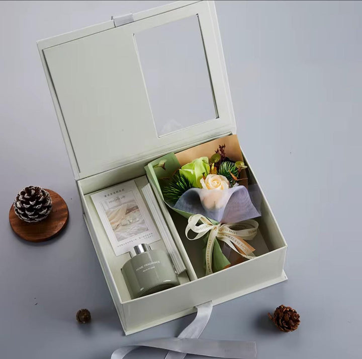New Luxury Gift Set for Woman / Rose Flower Scented Reed Diffusers Set /Self care gift box for her