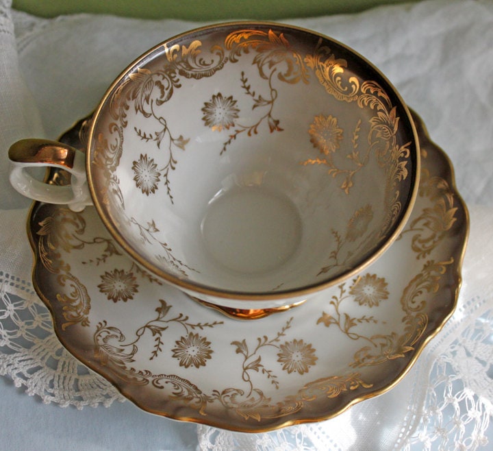 Tea Cup and Saucer by Paragon Made in England in Yellow, Gold, Pink