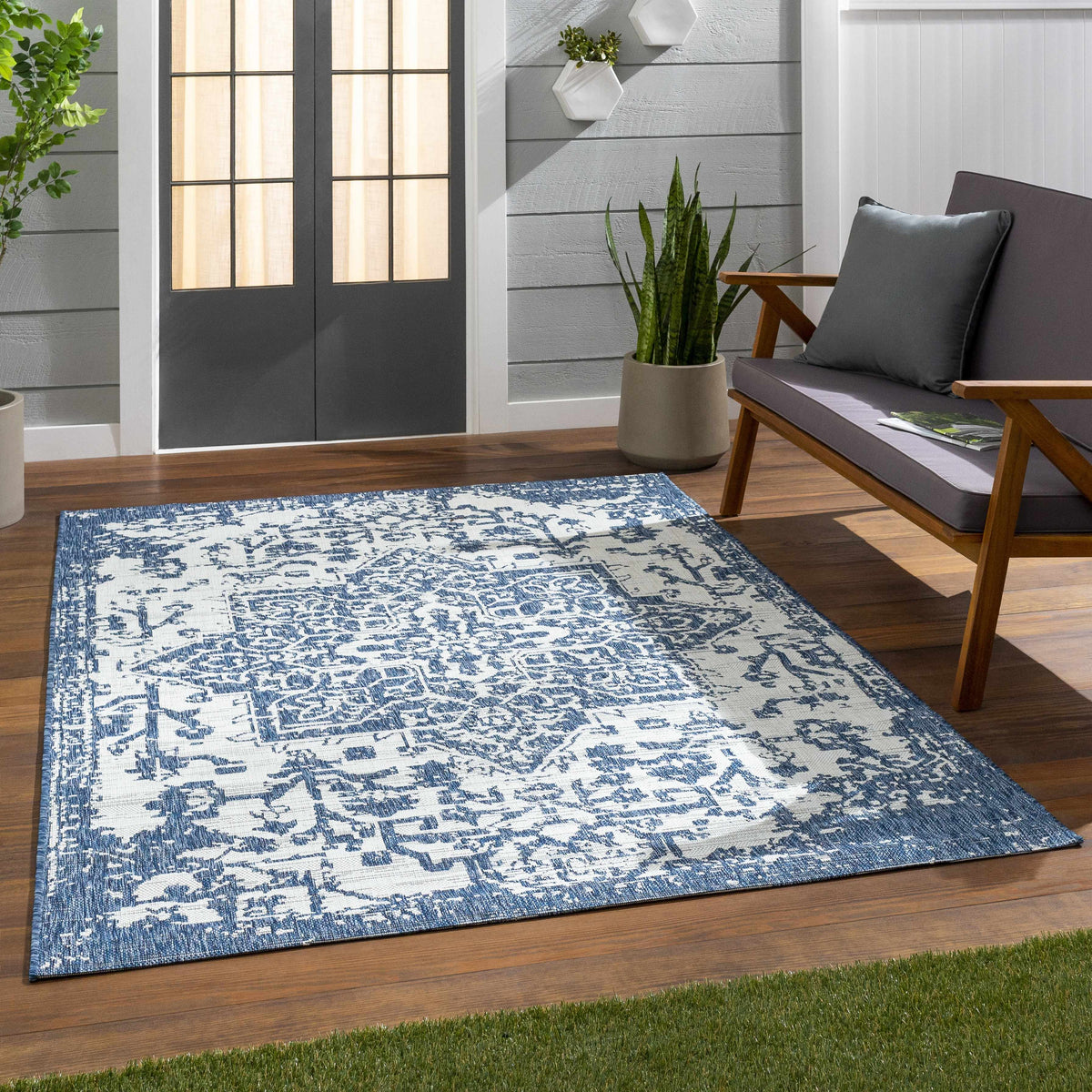 Dark Blue Kilmacolm Indoor & Outdoor Area Rug - Clearance