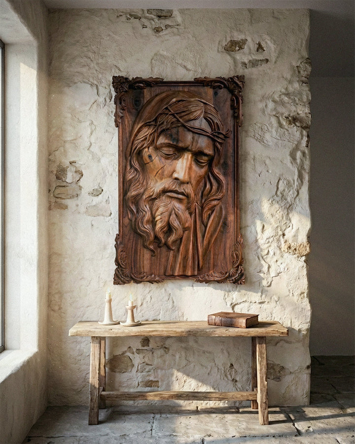 Hand-Carved Jesus Relief