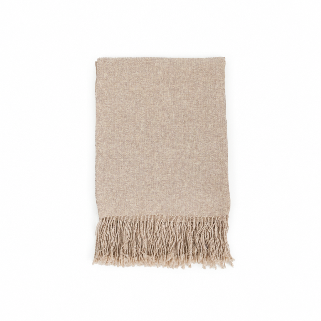 Handloomed 100% Undyed Baby Alpaca Throw Blanket | Ivory Mist | Wasi Collection
