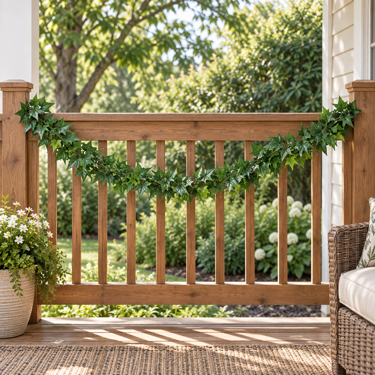 Lifelike Ivy Garland Artificial Hanging Plant 63in – UV Resistant (Interconnectable)