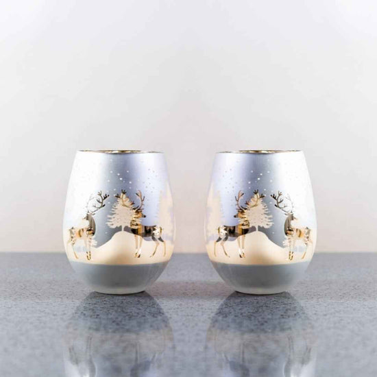 Gold & Silver Deer Stemless Wine Glasses