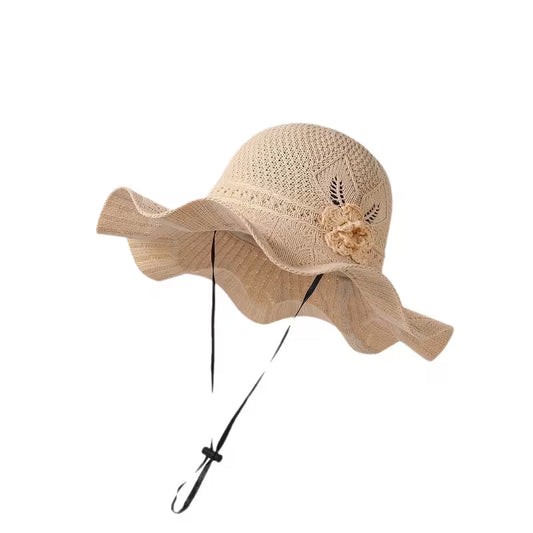 Summer Fisherman Sun Hat with Crochet Flower Detail