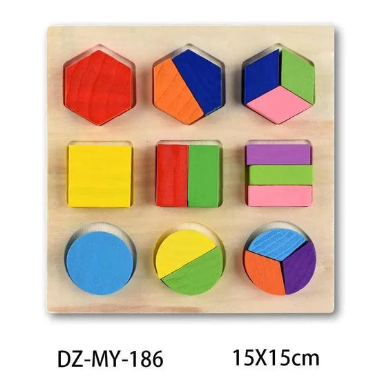 Kids 3D Puzzle Wooden Toys Colorful Geometry Shape Cognition Wood Puzzle Children Early Learning Educational Montessori Toys