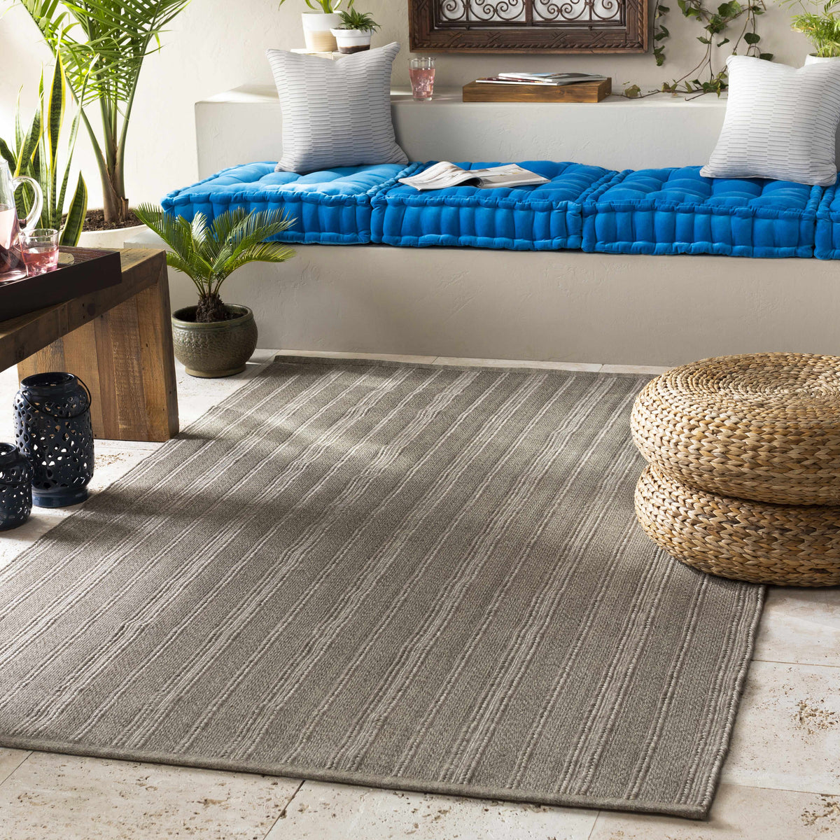 Kempston Gray Hand Woven Outdoor Rug - Clearance
