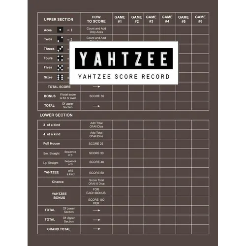 Yahtzee Score Record: Yahtzee Games Record Score, Scoresheet Keeper Notebook, Yahtzee Score Sheet, Yahtzee Score Card, Write in the Player N - Paperback