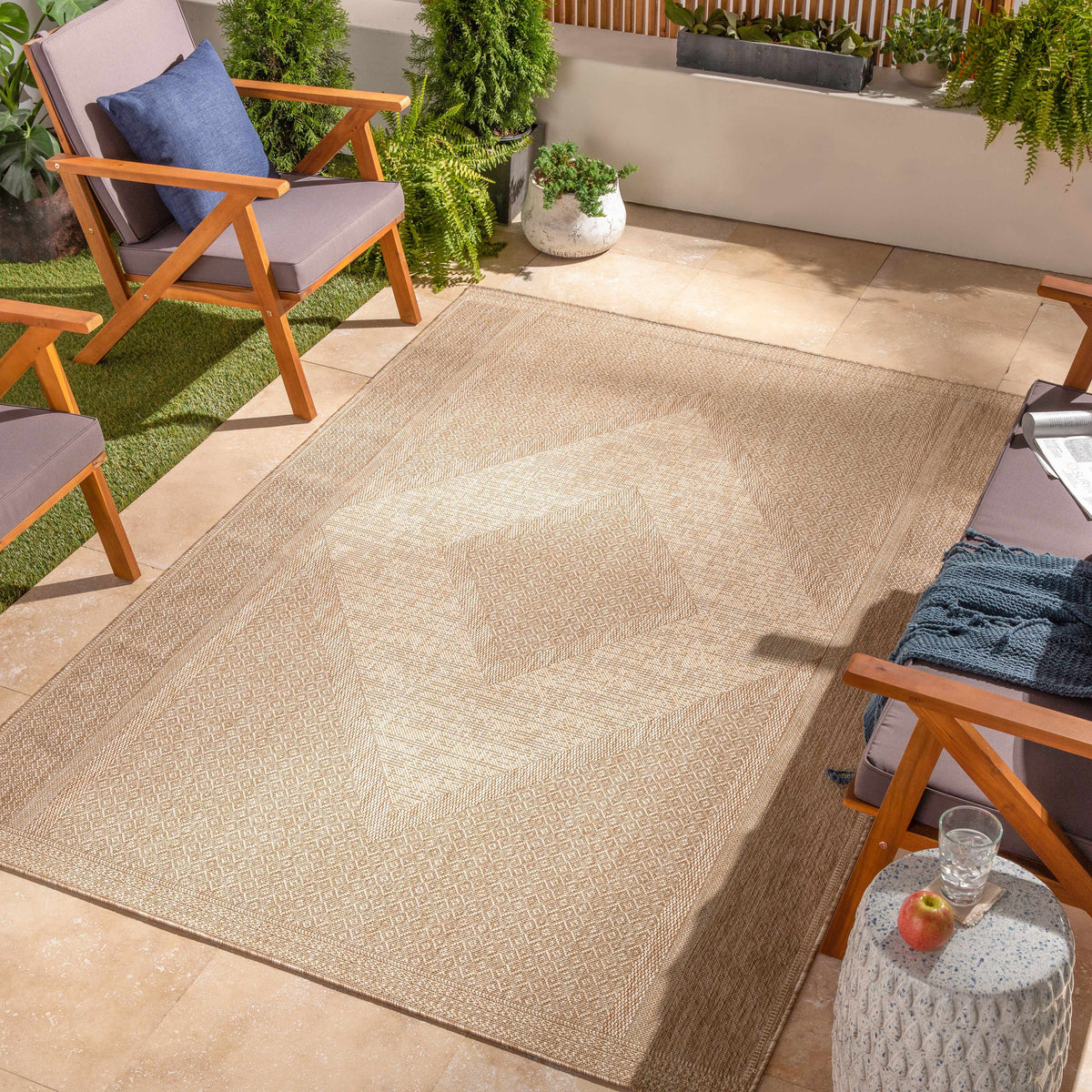 Hazar Beige Outdoor Area Rug - Clearance