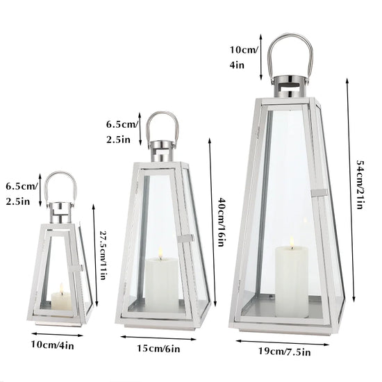 Set of 3-21'' & 16'' &11''High Stainless Steel Lantern