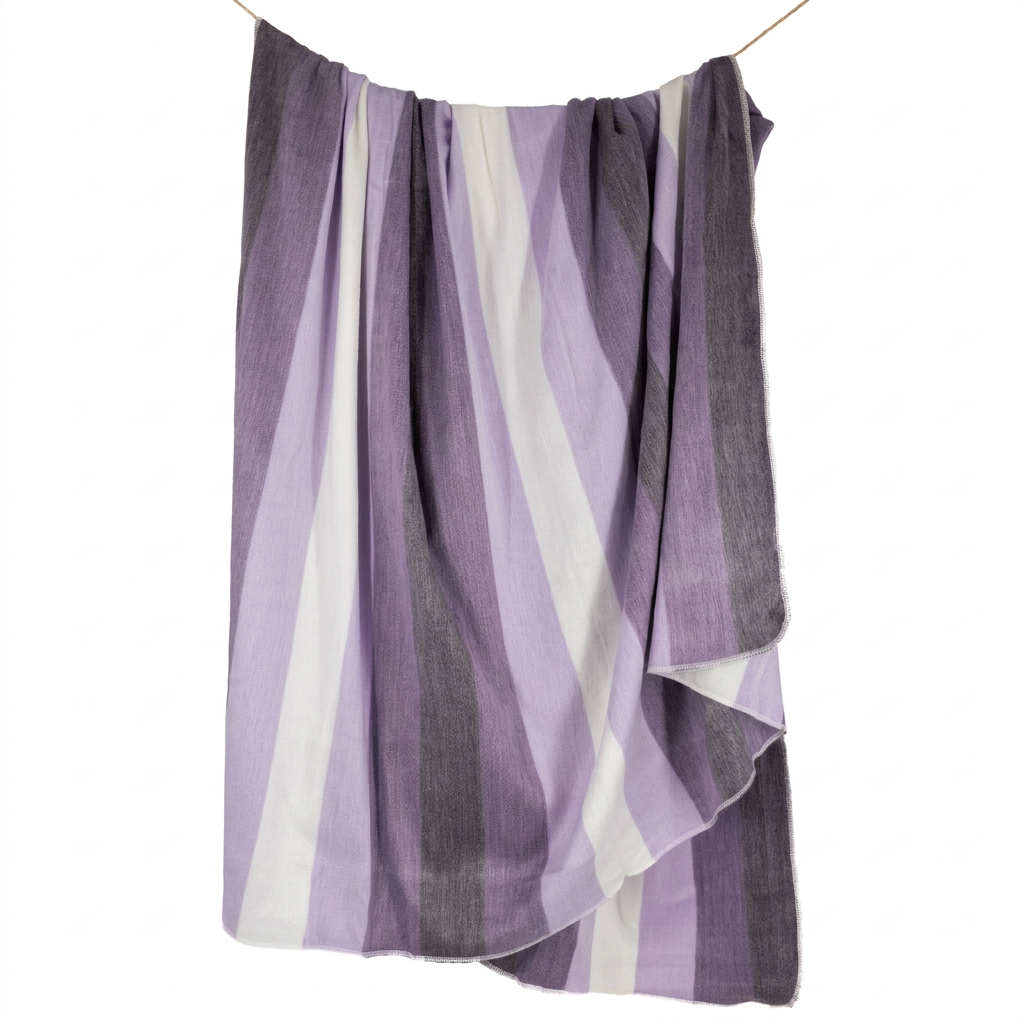 Handwoven Alpaca Throw Blanket | Purple, Lavender & Cream | Nawi Collection