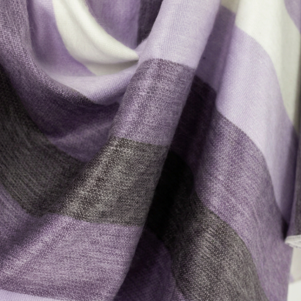 Handwoven Alpaca Throw Blanket | Purple, Lavender & Cream | Nawi Collection
