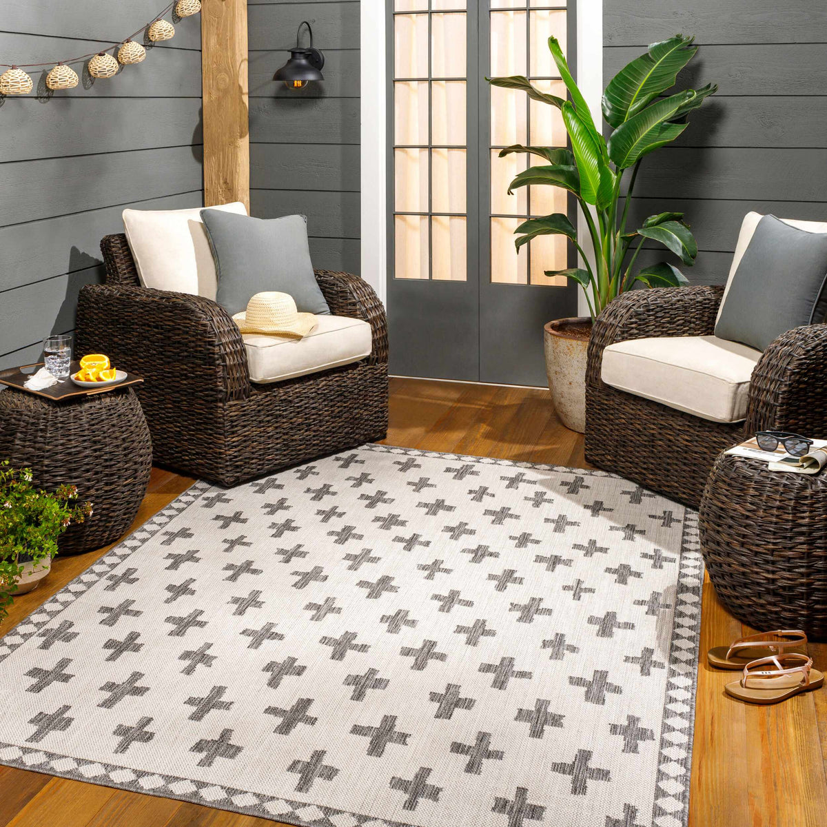 Kyna Gray Outdoor Area Rug - Clearance