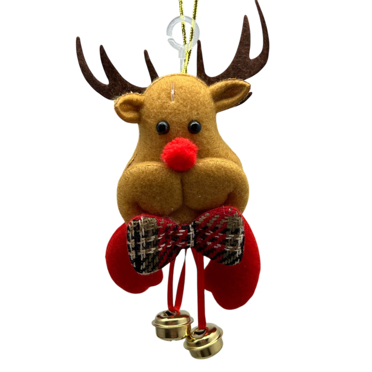 Plush Reindeer Ornament With Bells