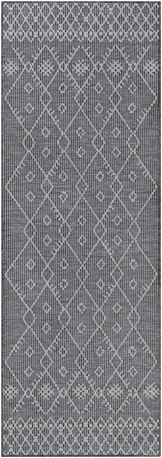Lorena Charcoal Flatweave Trellis Outdoor Carpet - Clearance