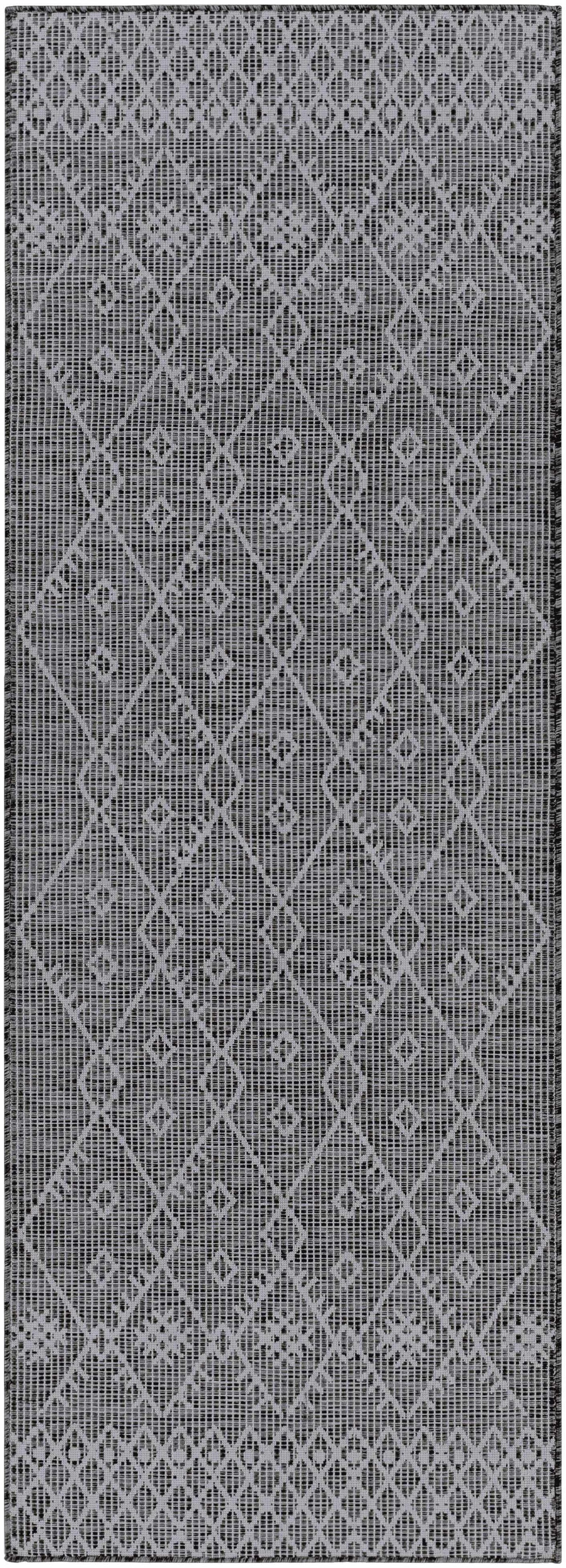 Lorena Charcoal Flatweave Trellis Outdoor Carpet - Clearance