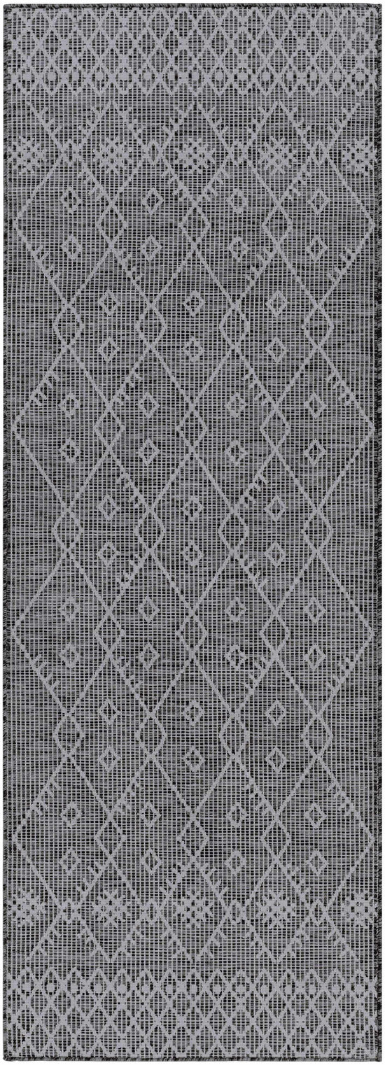 Lorena Charcoal Flatweave Trellis Outdoor Carpet - Clearance
