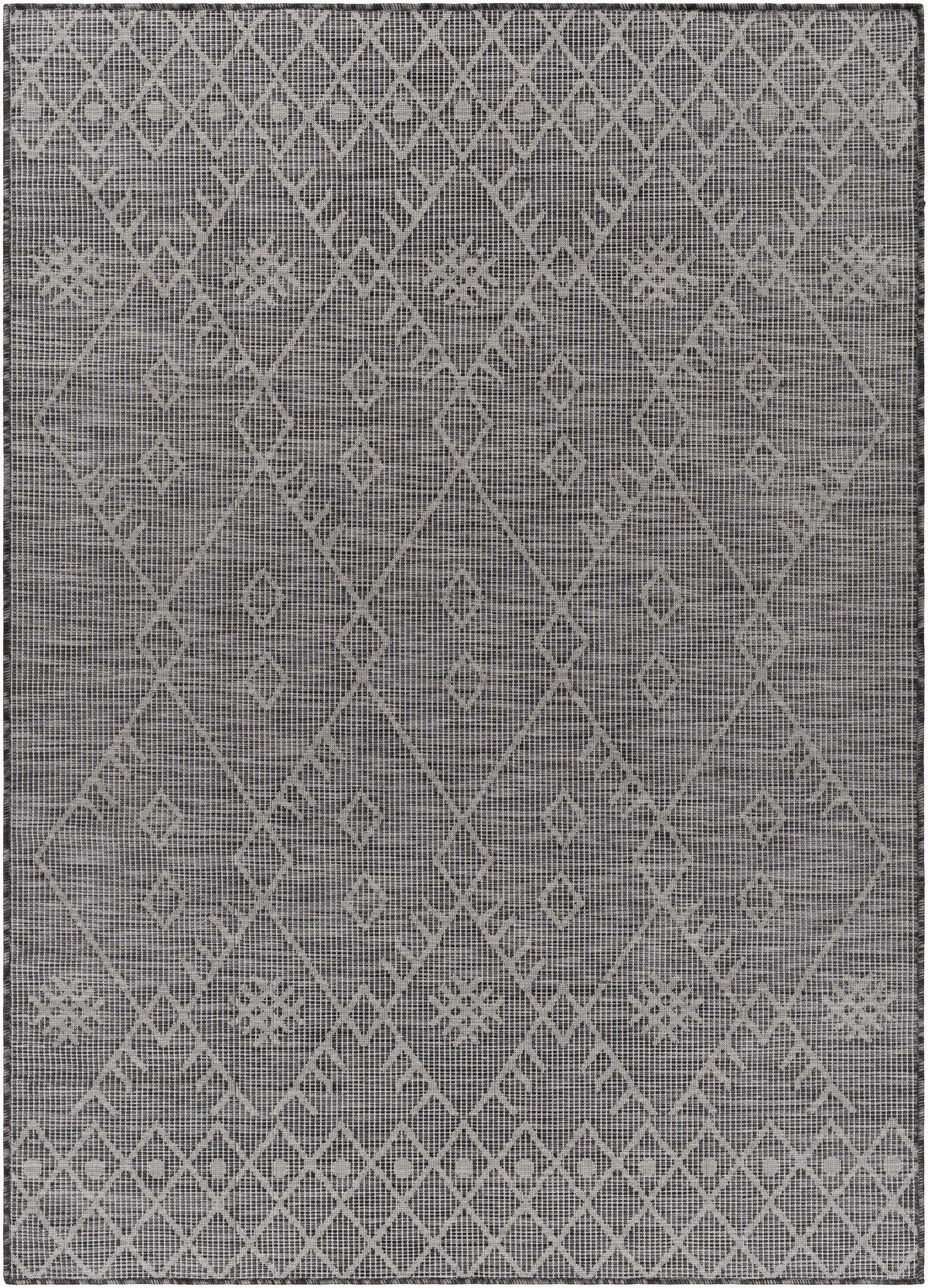 Lorena Charcoal Flatweave Trellis Outdoor Carpet - Clearance